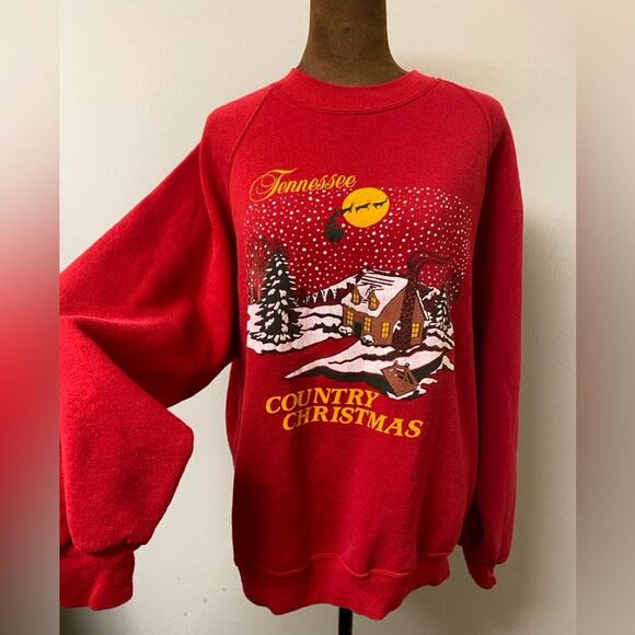 Vintage Tennessee Country Christmas Retro Graphic Crewneck Sweater:Cottagecore - Picture 1 of 9